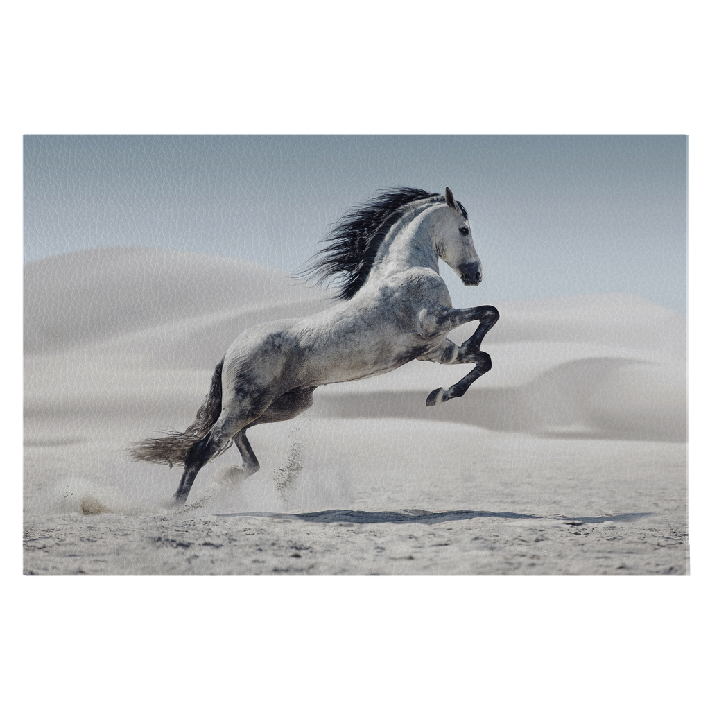 Picture presenting the galloping white horse